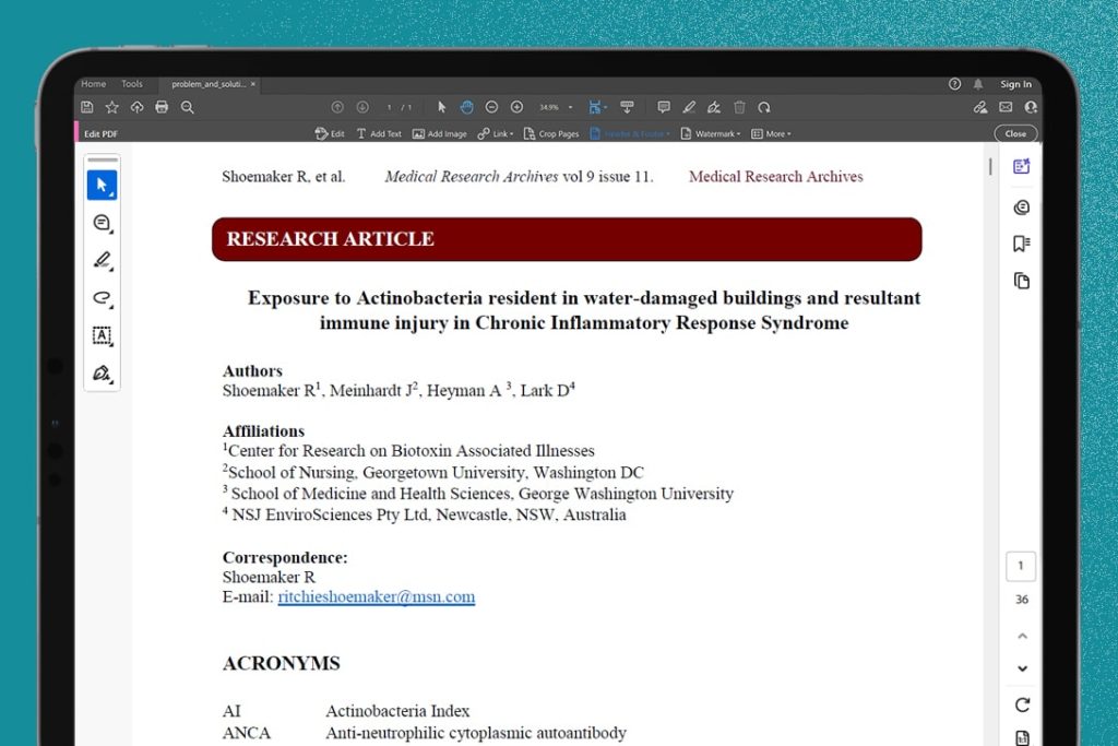 Exposure to Actinobacteria resident in water-damaged buildings and resultant immune injury in Chronic Inflammatory Response Syndrome