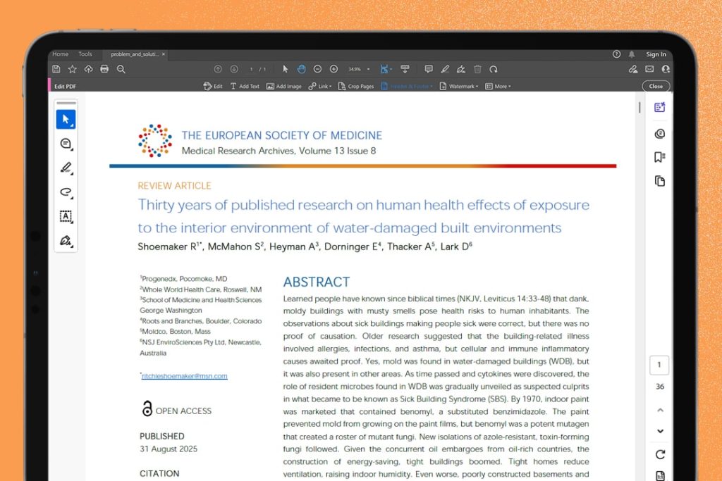 Thirty years of published research on human health effects of exposure to the interior environment of water-damaged built environments