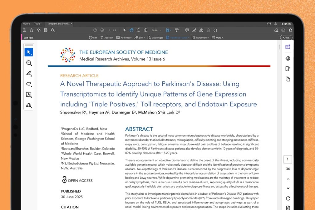 A Novel Therapeutic Approach to Parkinson’s Disease: Using Transcriptomics to Identify Unique Patterns of Gene Expression including ‘Triple Positives,’ Toll receptors, and Endotoxin Exposure